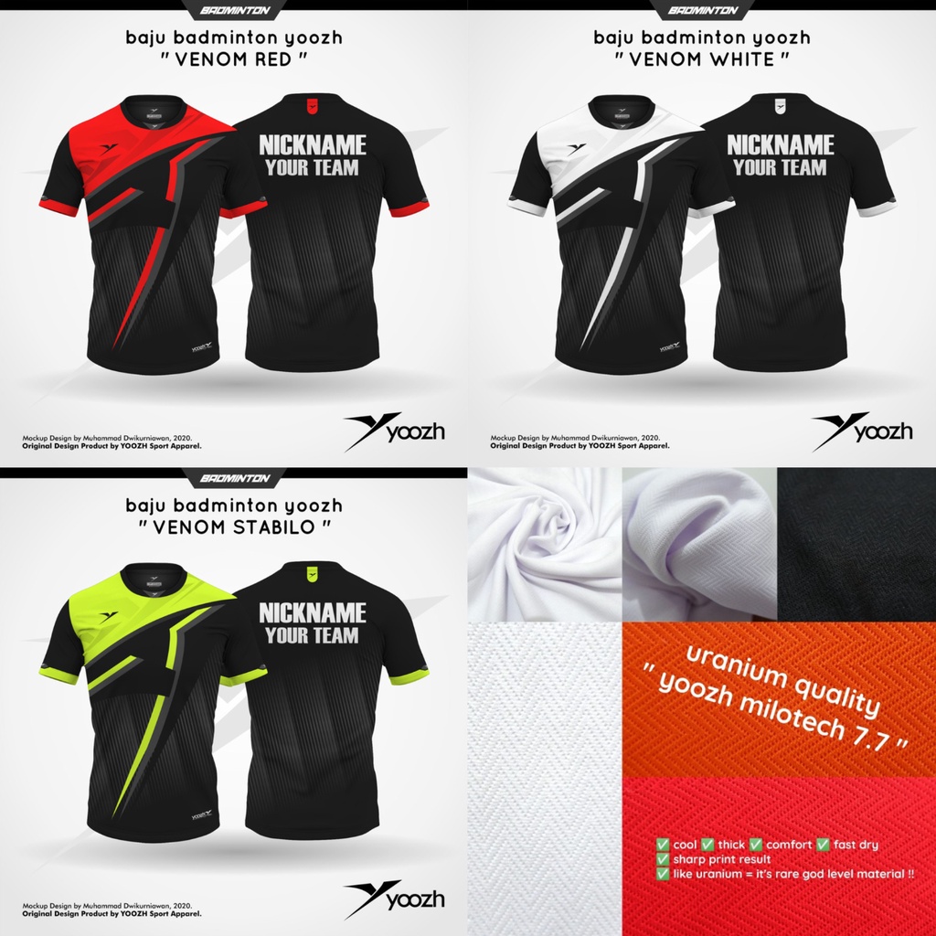 Jersey Baju Badminton Yoozh VENOM