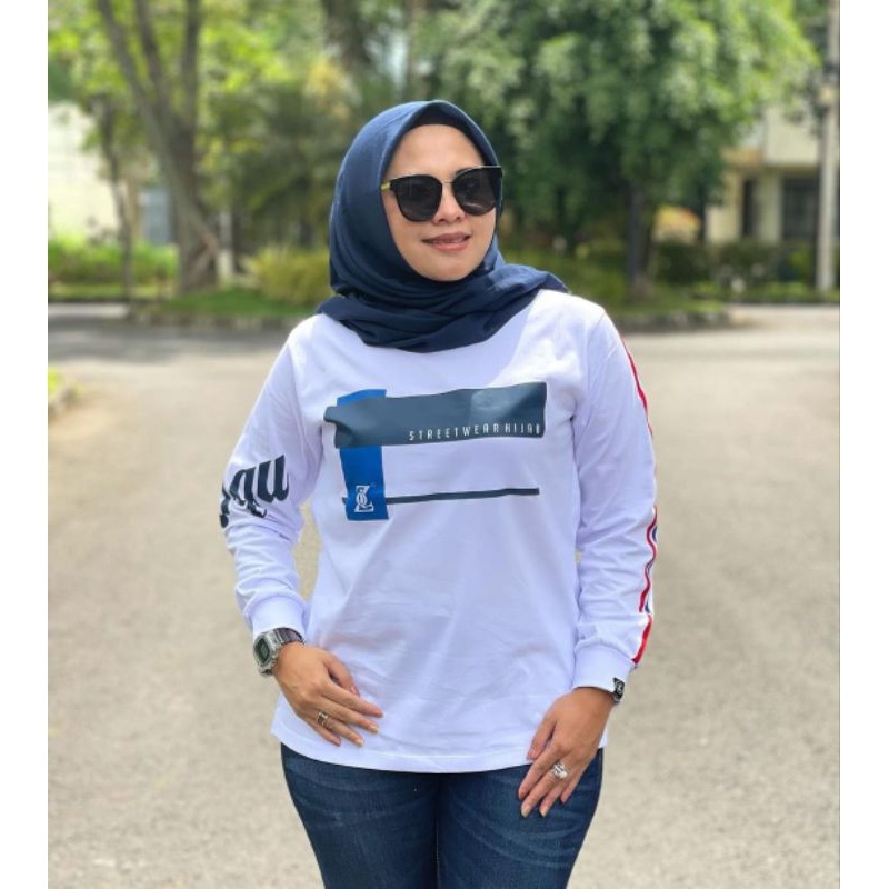 Warna Merah Putih biru kaos zolaqu atasan wanita lengan panjang model belah samping terbaru kekinian