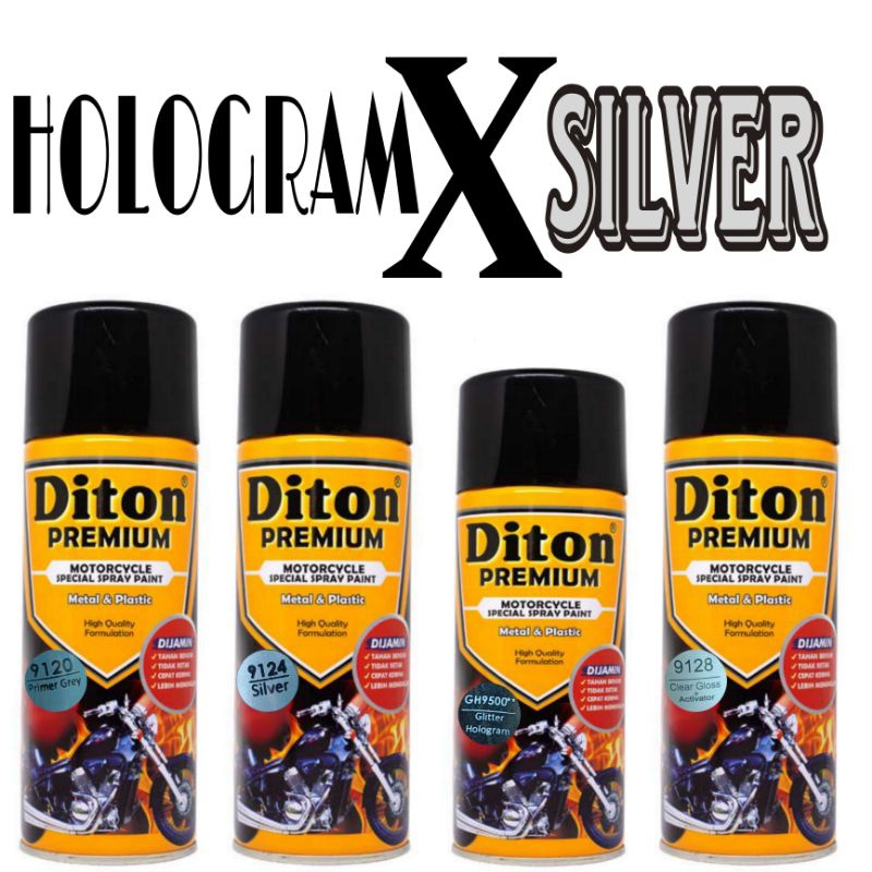 4 KALENG PAKETAN hologram silver pilox pilox cat pilox diton premium 9120 primer grey 400cc 9124 sil