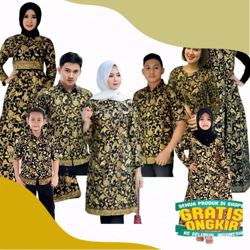 BATIK KELUARGA  KATUN PRIA DAN WANITA AYAH IBU ANAK CEWEK ANAK COWOK KATUN BATIK COPLE FAMILY SARIMB