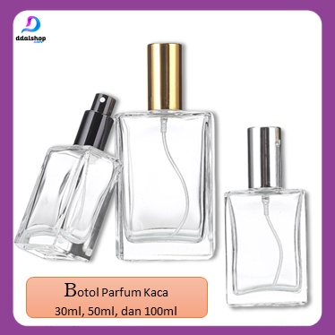 Botol Parfume Refil Parfum Bottle Kaca Drat Putar model Kotak Decant Travel Size 30ml 50ml 100ml