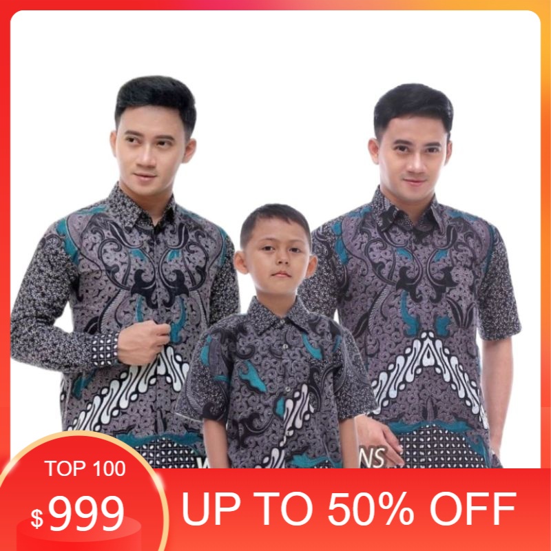Batik Priyai Couple Baju Kemeja Hem Batik Couple Ayah dan Anak Laki laki Cowok Premium Terbaru Terla