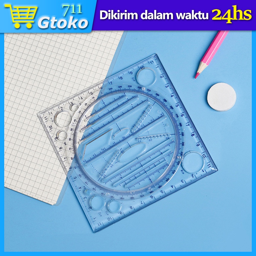 

Penggaris Gambar Geometri Multifungsi Sudut Derajat Bisa Diputar 360° Drawing Ruler Angle And Circle Maker