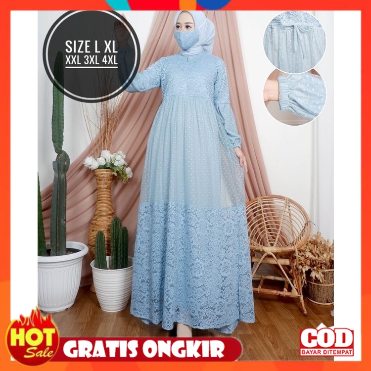 KAIN ADEM HALUS TEBAL / Dress brukat super jumbo - Baju gamis brukat full mix tile terbaru ld 100 11