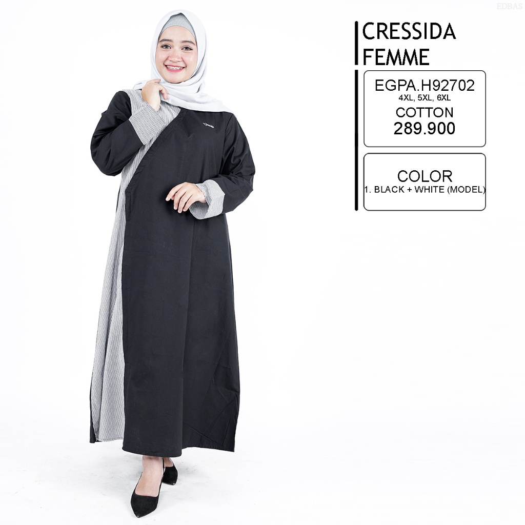 Jubah Gamis Baju Muslim Cewek Cressida Big Size - EGPA.H92702 Jaminan Original
