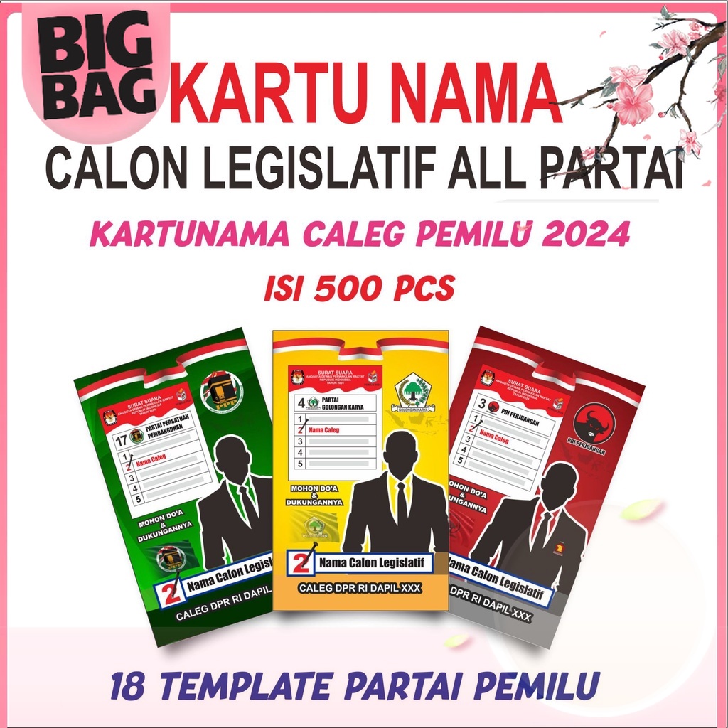 

ISI 500 PCS Kartu Nama Caleg Pemilu 2024 Free Desain Semua Partai di Bigbag_Shop
