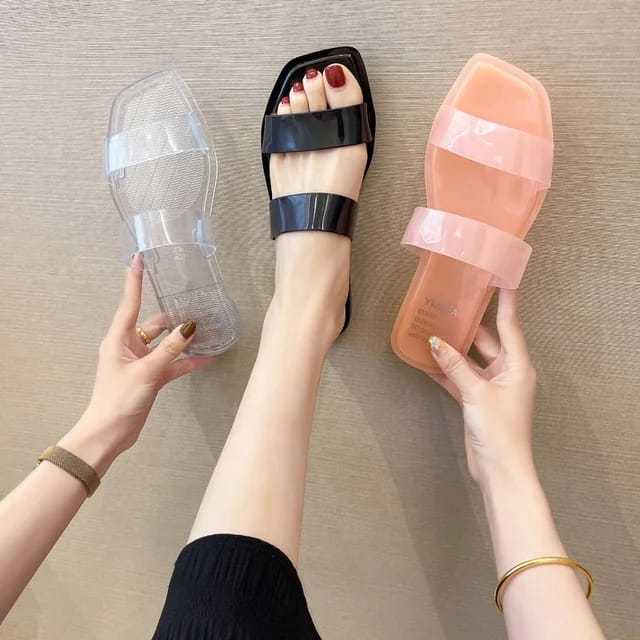 Sandal Wanita Jelly GARIS DUA Sendal Cewe axelin83