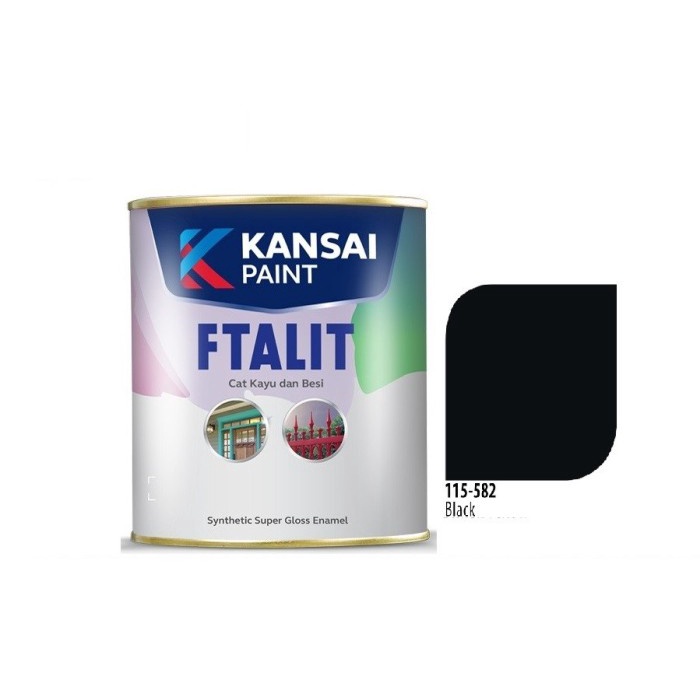 Cat Ftalit 582 Black Kansai 1 Ltr / Cat Kayu & Besi / Cat Hitam