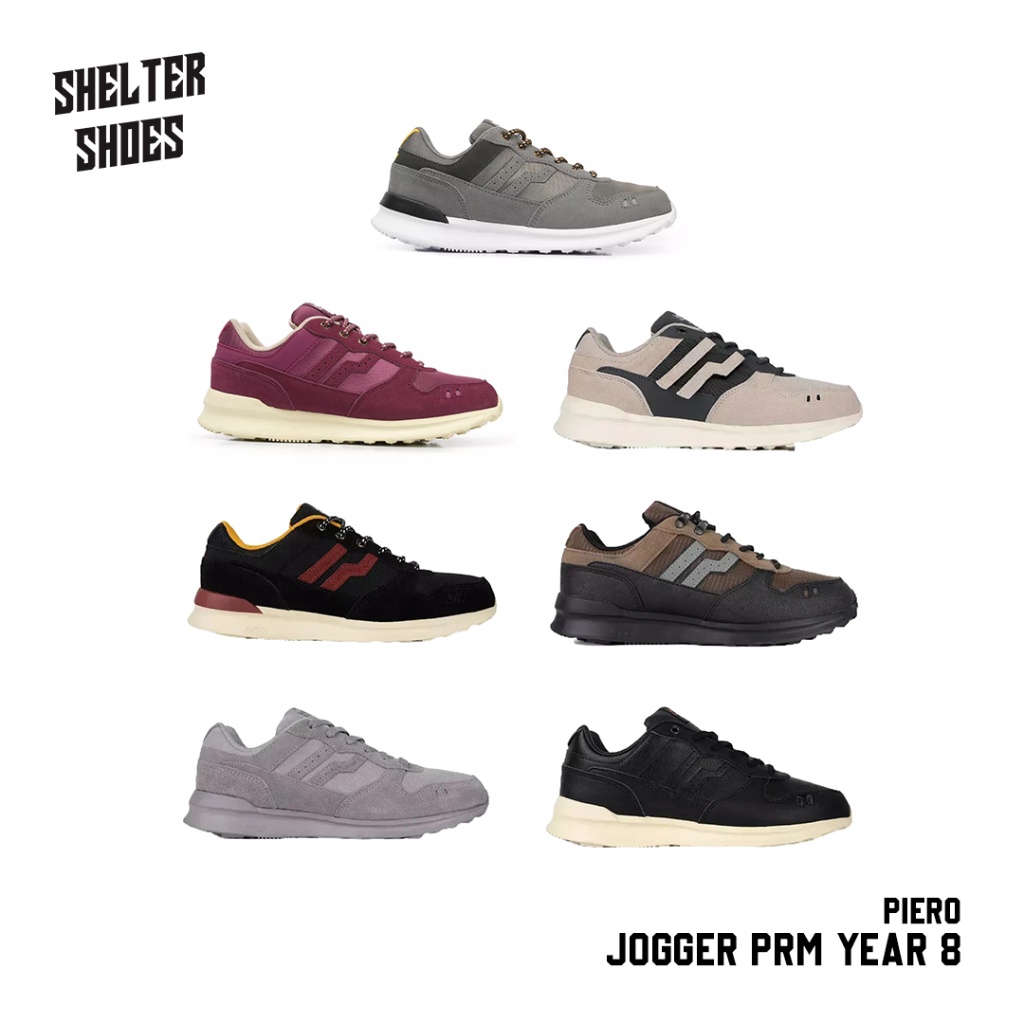 SEPATU PIERO JOGGER PRM YEAR 8 BURGUNDY BROWN GULL GREY MIST ASPARAGUS UTILITY SIGNORE BATTLE BLACK 