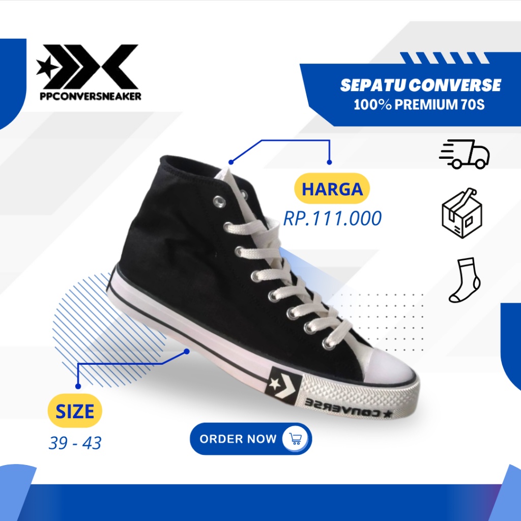 Sepatu Sneakers Pria Casual Keren Sepatu Sekolah Wanita Pria Sepatu Sekolah Hitam Sepatu Convrs NEW