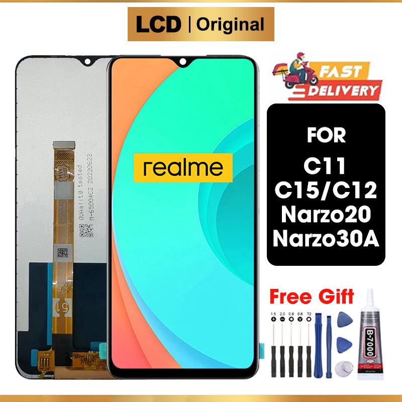 LCD Realme C11 - C12 - C15 - V3 - Q2i - Narzo 20 30A Original 100% LCD TOUCHSCREEN Fullset Crown Murah Ori Compatible For Glass Touch Screen Digitizer