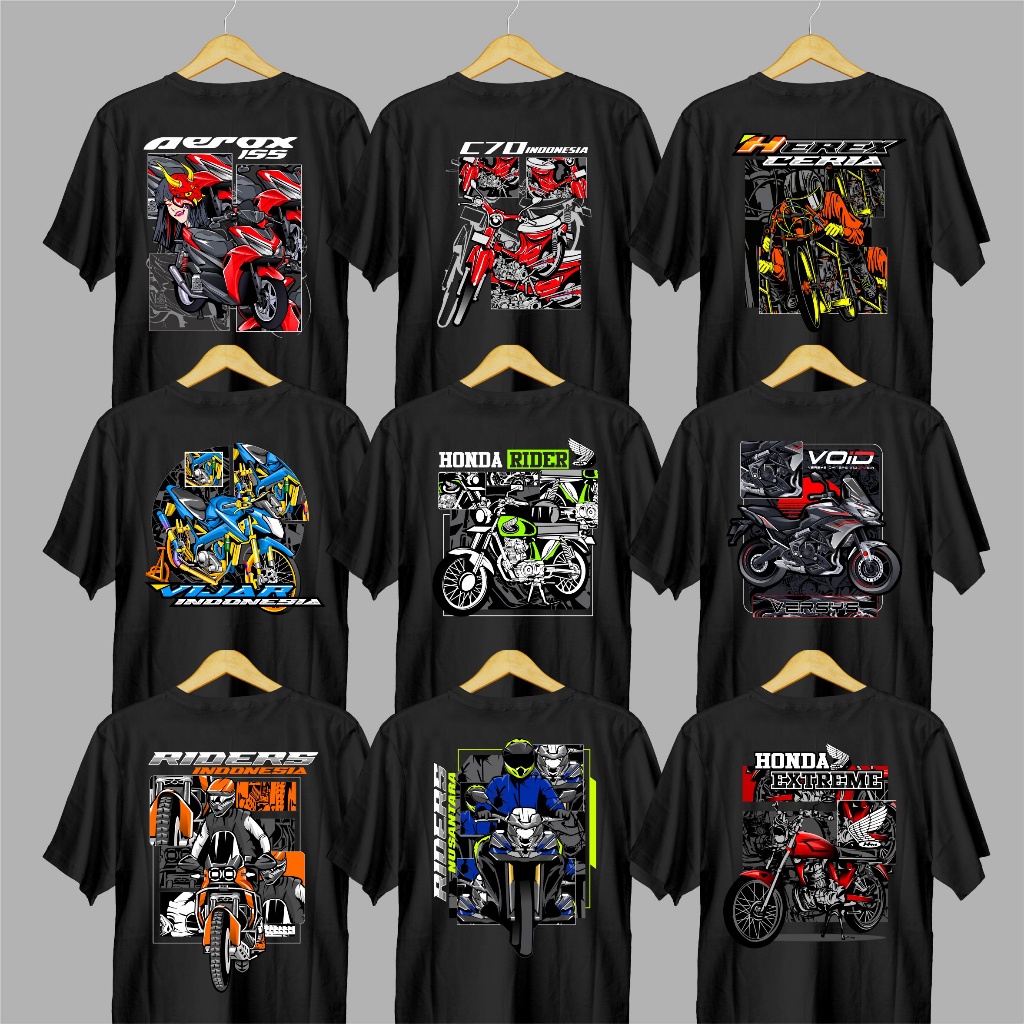 Kaos Baju Distro Pria MOTOR AEROX 155 C70 HEREX CERIA VIJAR HONDA CB VOID RIDER