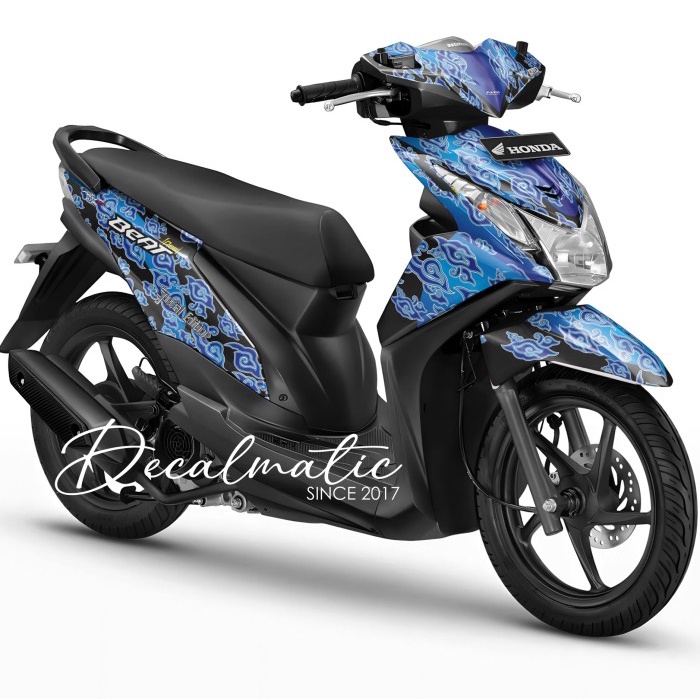 Decal Stiker Full body Beat FI POP KARBU Deluxe 2020 BAtik Megamendung Biru