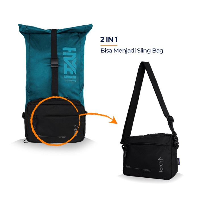 MURAH-  Torch Tas Ransel Lipat Selempang 2 in 1 Unisex Foldable Backpack Guild - Fallon Grey- 1.2.23