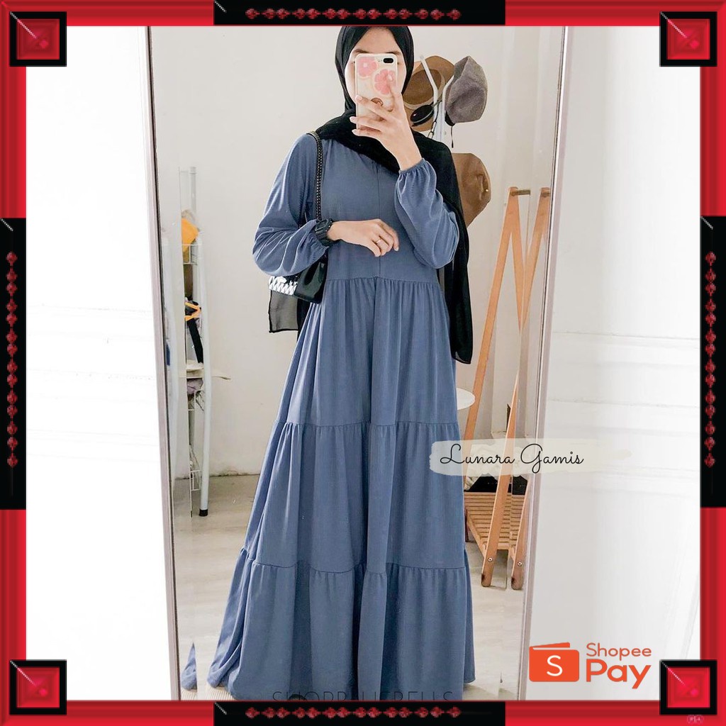12.12 SERAGAM SALE / Lunara Maxy / Gamis Muslim Dropknit Susun Grosir Seragam Pengajian
