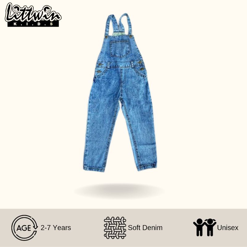 (2-7 tahun) Overall Celana Panjang Anak / Overall Jeans Anak Celana Panjang / Jeans Kodok Anak Celan