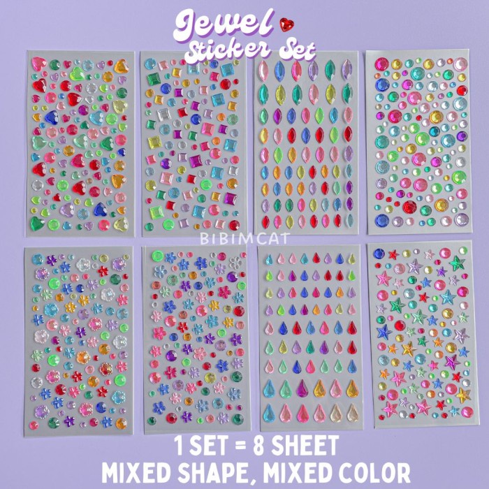 

[[ WSH - BEST SELLER ]] (1 SET) Sticker Deco Timbul 3D Jewel isi 8 lembar / Crystal Stiker HP - SET Jewel Stckr