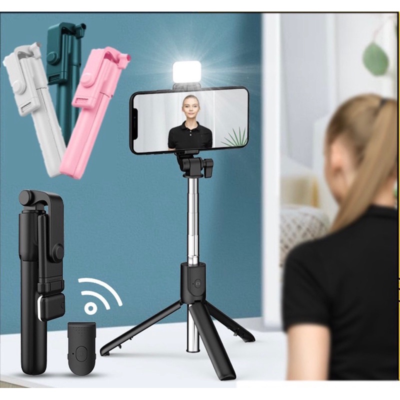 TONGKAT TRIPOD TONGSIS 3IN1 R1S LED MINI SELFIE STICK TOMSIS BLUETOOTH