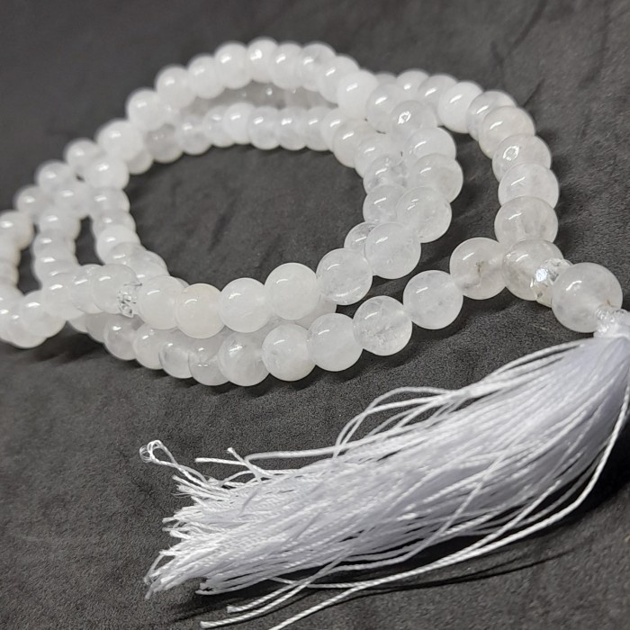 Tasbih Batu Giok Putih Salju 99 Butir 8mm