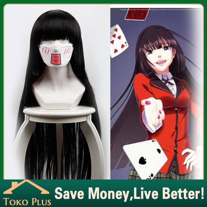 Jabami yumeko kakegurui wig / wig base hitam panjang 80cm -120cm (poni panjng /cutting) /enma ai wig