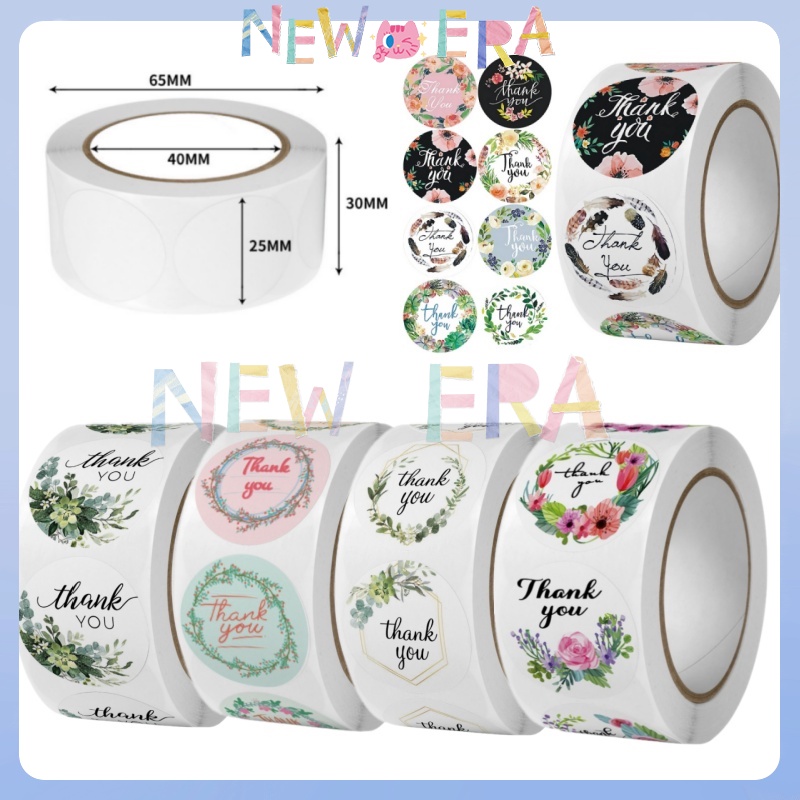 

NewEra Sticker Thank You 1 Roll Isi 500Pcs Warna Self Adhesive Seal Label Roll Untuk Dekorasi Amplop DIY sticker thank You Sticker Amplop