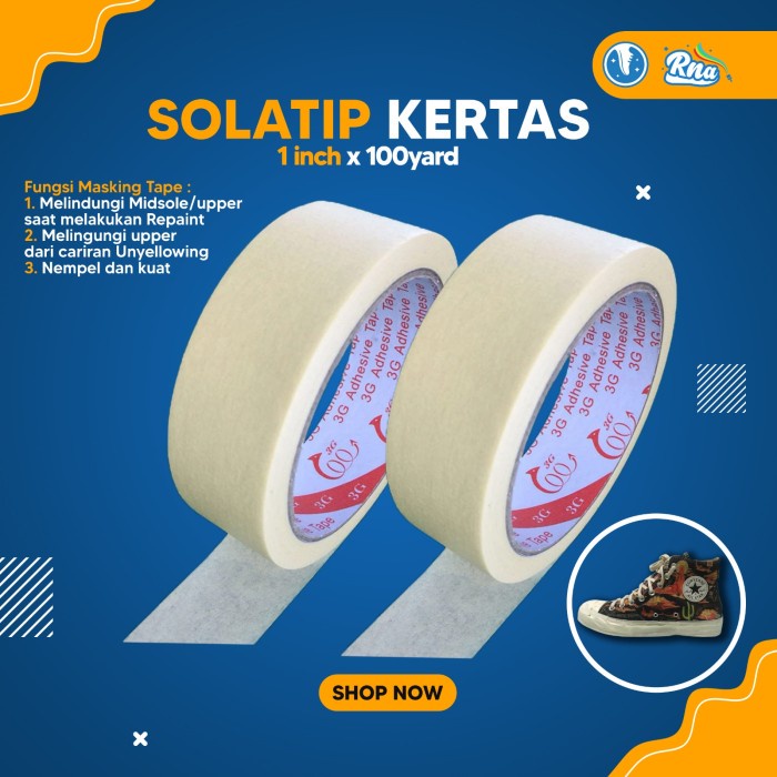 

Solatip kertas 1 inch 10 meter Masking Tape solasi kertas 24mm 10meter