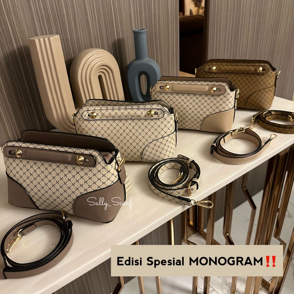 Sally_Outfit Wina Bag Monogram Tas Selempang & Bahu Wanita