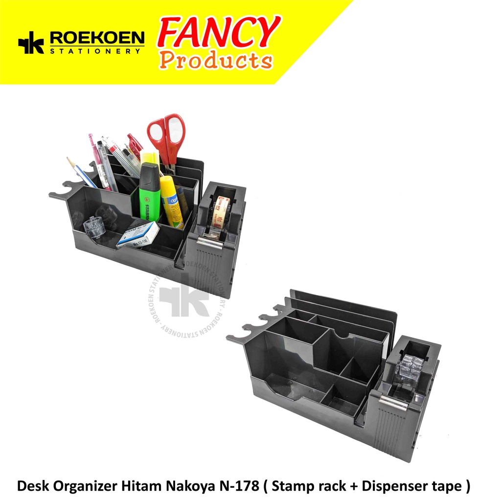 

Nakoya Pen Organizer Desk Set Hitam N-178 ( Stamp rack + Dispenser tape )