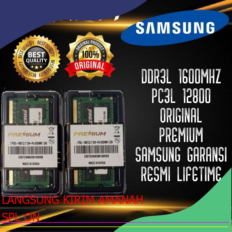{PROMO ALAT-ALAT KOMPUTER} RAM NB LAPTOP DDR3 DDR3L 2GB 4GB 8GB 1333MHZ 1600MHZ PC3L 12800 GARANSI RESMI SAMSUNG PREMIUM ORIGINAL LMBER77