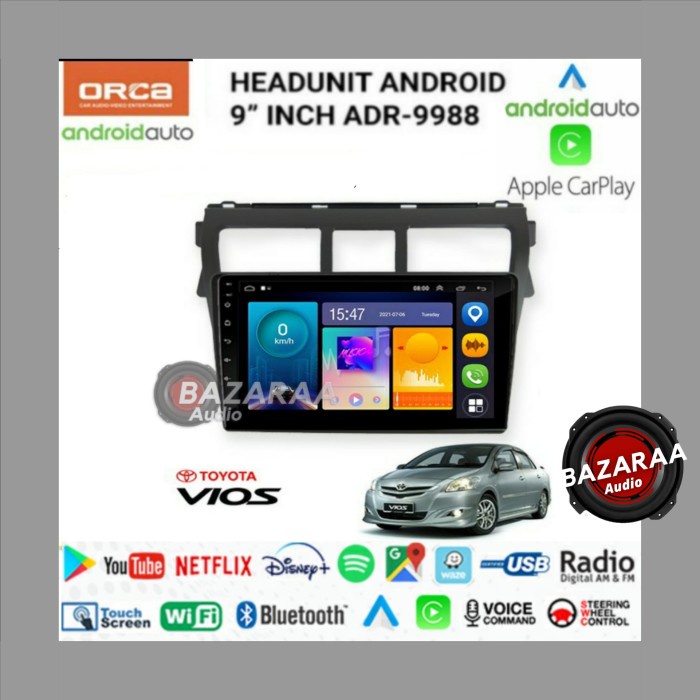 Head Unit Android ORCA 9 Inch TOYOTA VIOS 2008 - 2012 New Standard