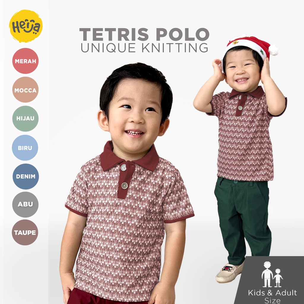 POLO ANAK motif RAJUT warna MERAH MAROON - Kaos Polo Shirt Kerah Anak Knit Unisex Couple Pria Ayah |