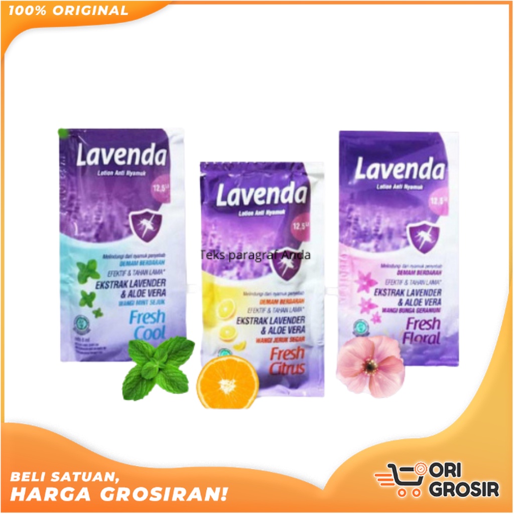 ORI Grosir Lavenda Lotion Anti Nyamuk 8ml - Lavenda Sachet - Satuan 8ml