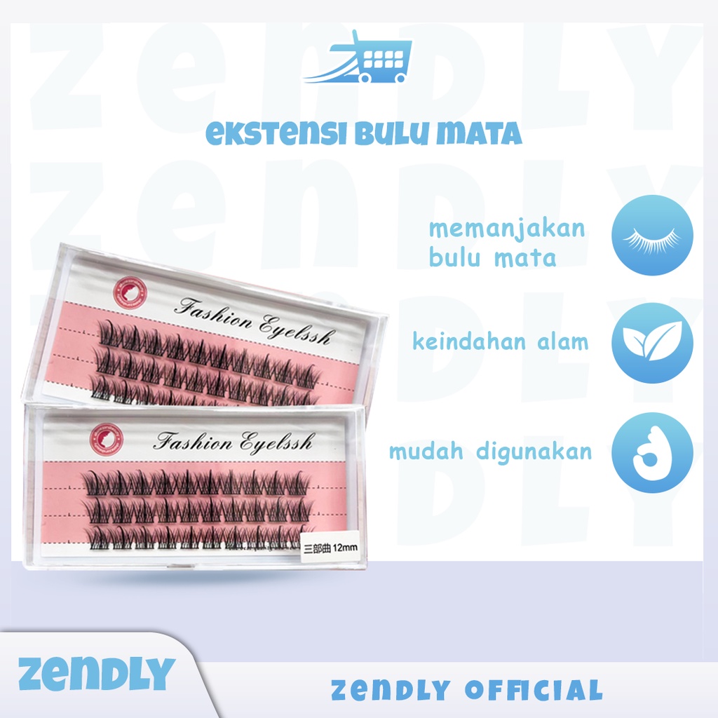 ZENDLY Bulu Mata Tanam Natural/Bulu Mata Palsu Natural/ Paket Eyelash Extension Set/ Lem Bulu Mata/ 