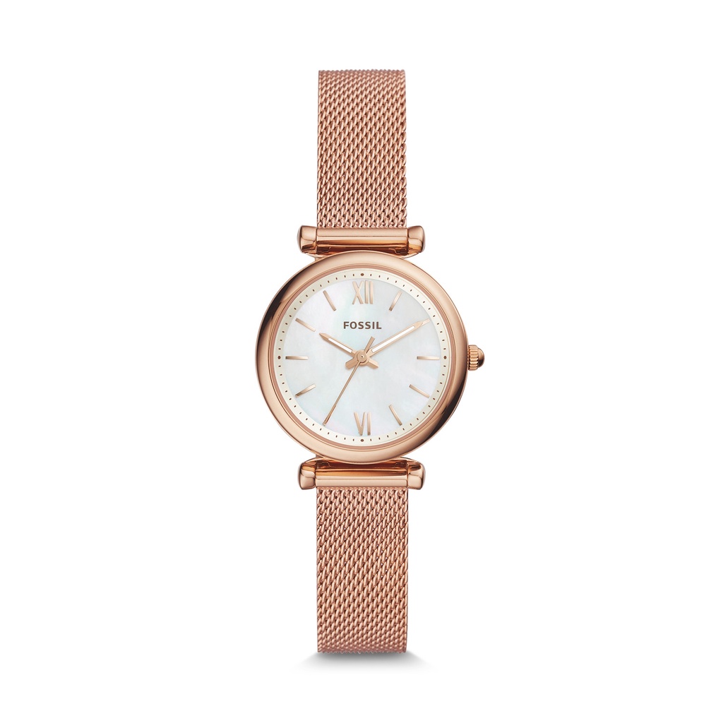 Fossil Carlie Three-Hand Rose Gold Stainless Steel Jam Wanita - ES4433