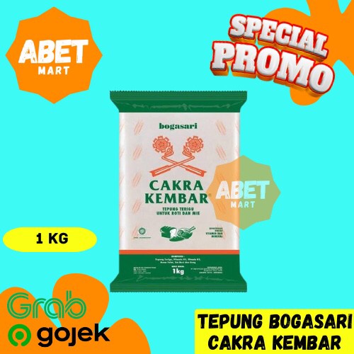 

Tepung Terigu Cakra Kembar Kemasan 1 kg - Bogasari Hijau 1kg Roti Kue