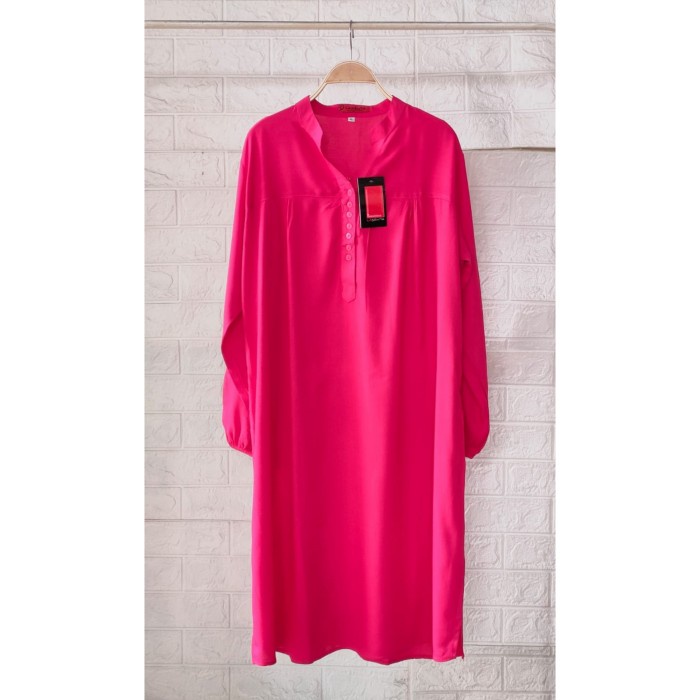 Tunik rayon polos jumbo pink fanta - M