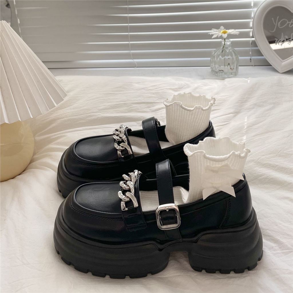 Japanese JK chain small leather shoes for women