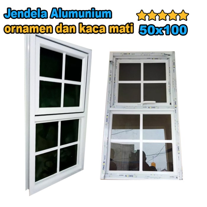 Kusen Jendela aluminium ornamen dan kaca mati