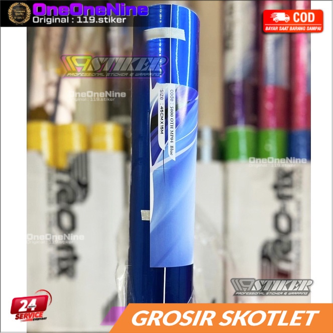 Stiker Biru Tua Candy 1 Roll - Lebar 45 cm x Panjang 15 Meter, Biru Candy Metalik, Skotlet Biru Cand