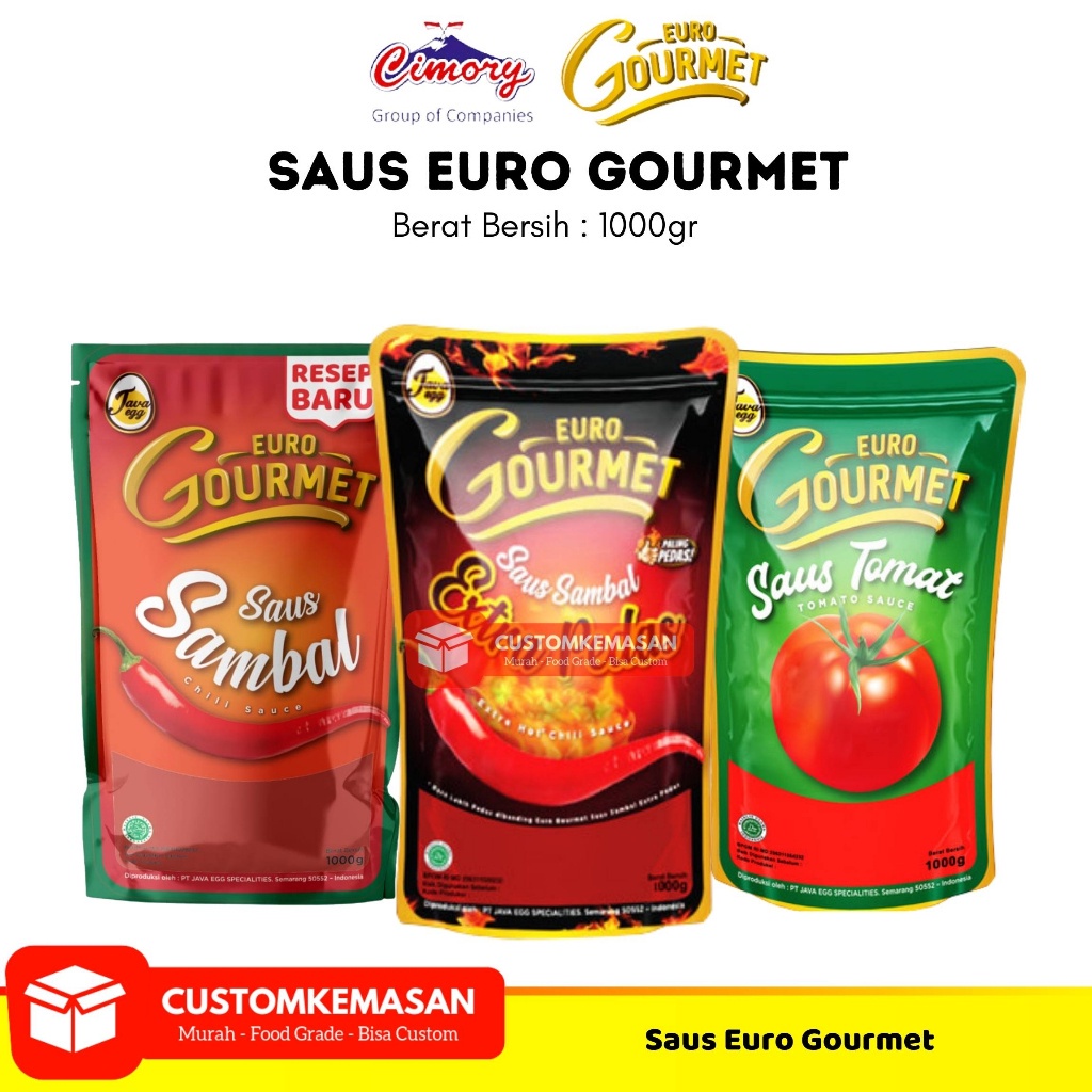 

Euro Gourmet Saus / Saus Sambal Euro Gourmet / Saus Extra Pedas Euro Gourmet / Saus Tomat Euro Gourmet 1kg / Saus Saus Sambal / Saus Extra Pedas / Saus Tomat