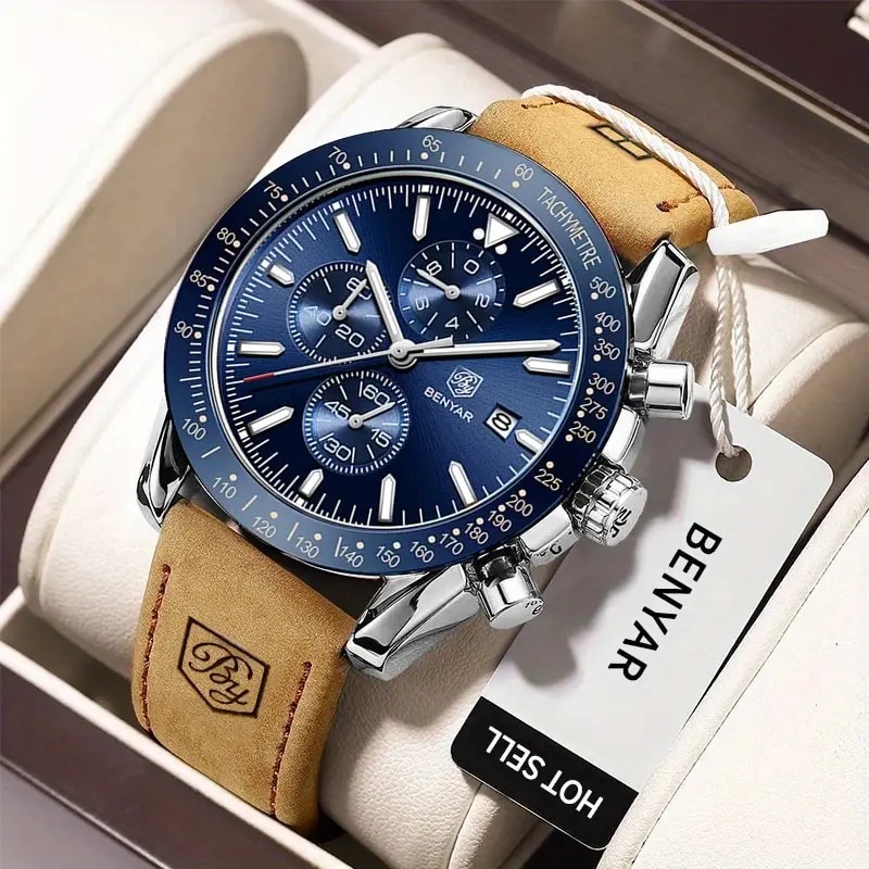 Jam Tangan Pria BENYAR Men Watches Brand Luxury Silicone Strap Waterproof Sport Quartz Chronograph M