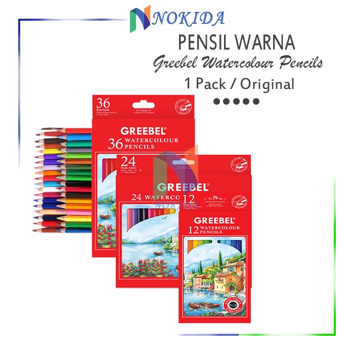 

Nokida Pensil Warna Greebel Watercolour 12/24/36 Warna / Pencils Coloring Murahh / Perlengkapan Mewarnai