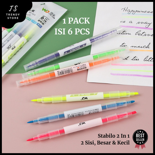 

Stabilo Highligter 2 Sisi Paket 6 Warna (Pack Isi 6) Warna Warni HS-01