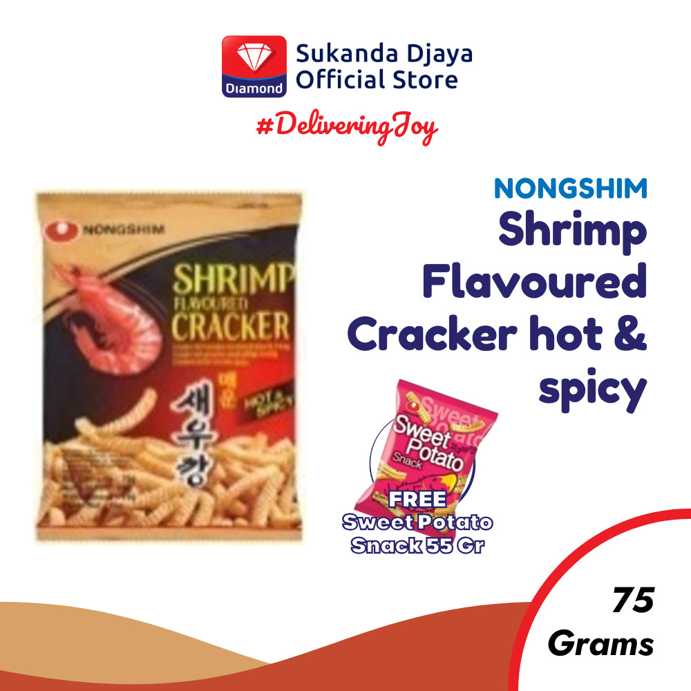 

Nongshim Shrimp Flavoured Cracker Hot & Spicy Snack 75 Gr [FREE Sweet Potato Snack 55 Gr]