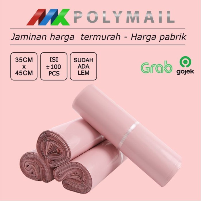 

POLYMAILER ±100PCS 35x45CM PINK PREMIUM GLOSSY PLASTIK POLYMAILER