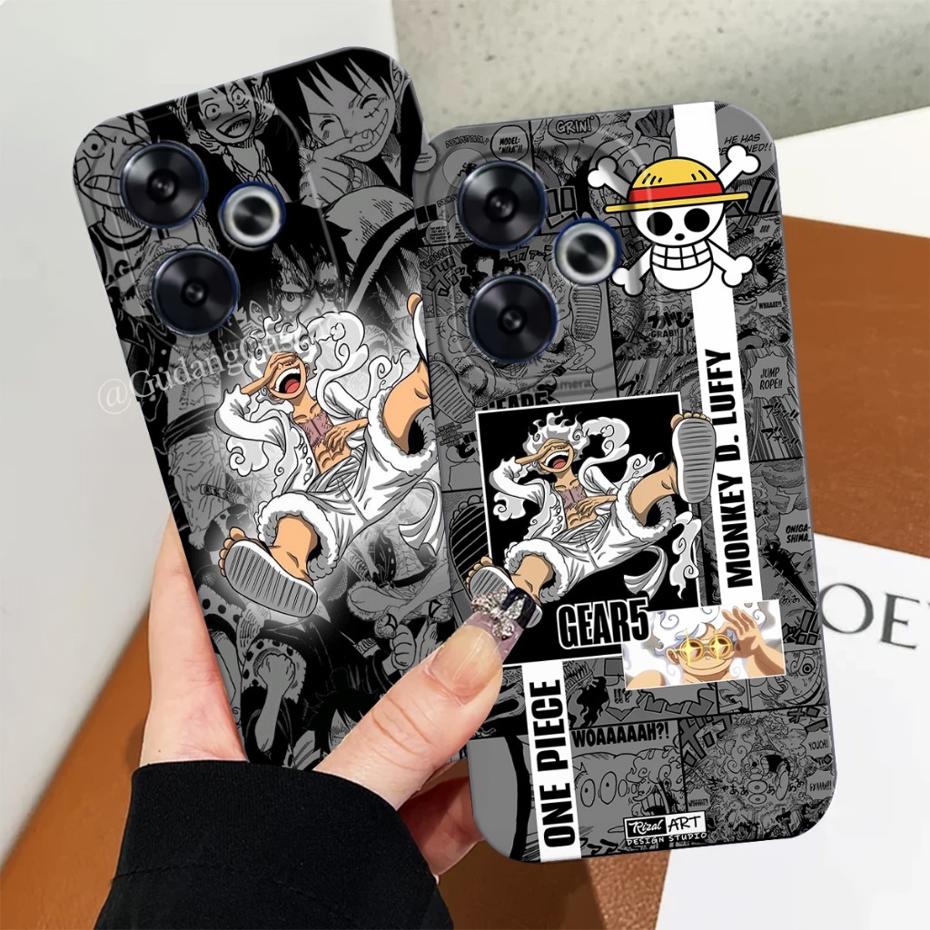 Case Hp Poco F6 F4 F3 Motif One Piece Gear 5 Tpu Lentur Sillikon Pelindung Camera