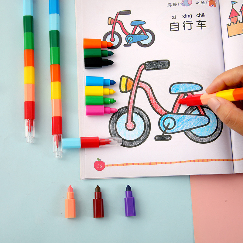 

Crayon Creative Building Blocks Crayon Cute Kawaii Graffiti Pens Painting Korean Stationery For kids Square Crayon Oil Pastel