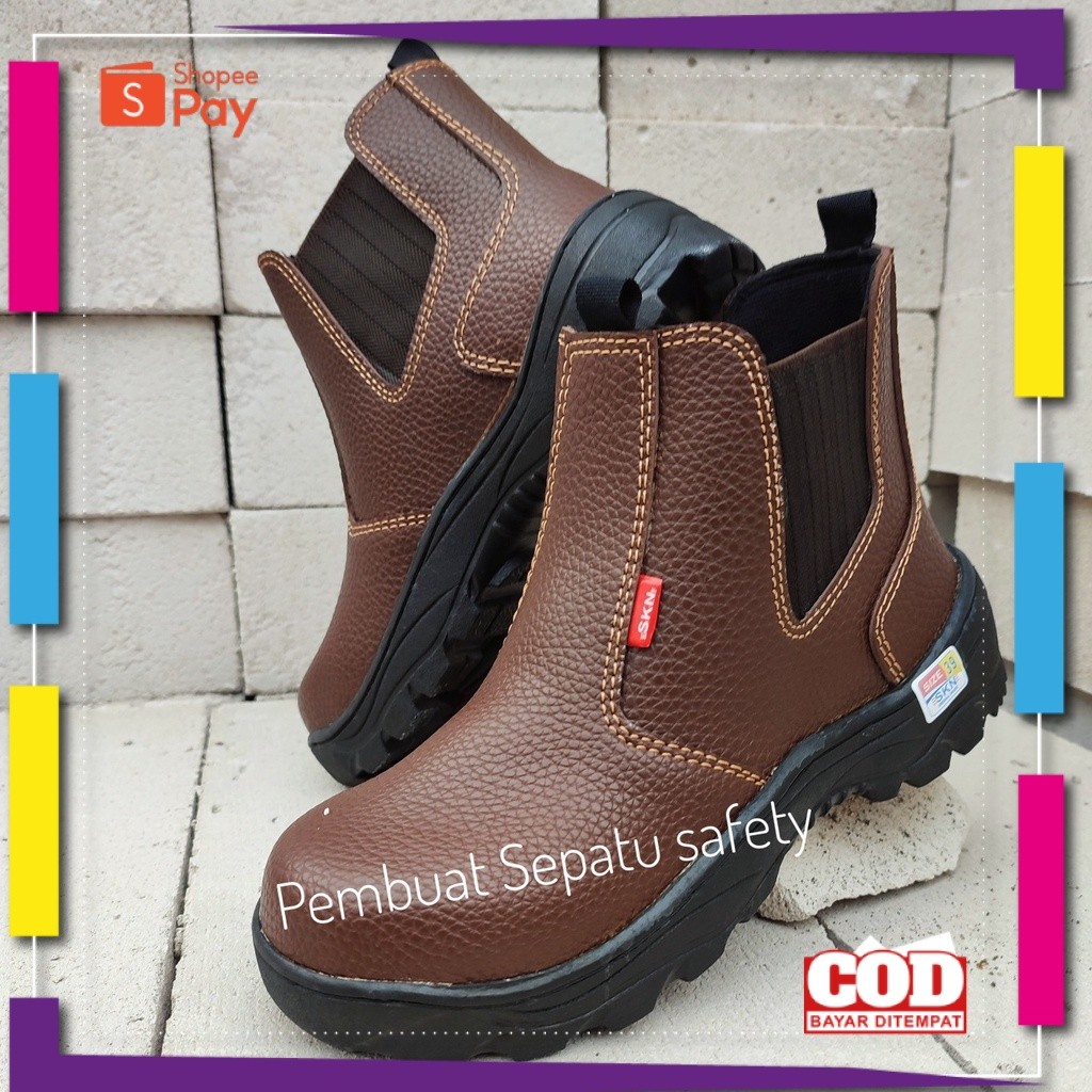 [PREMIUM ORIGINAL] Sepatu Safety King Skn Ujung Besi Kulit Buatan Terbaik  Terlaris Kerja Bengkel Ki