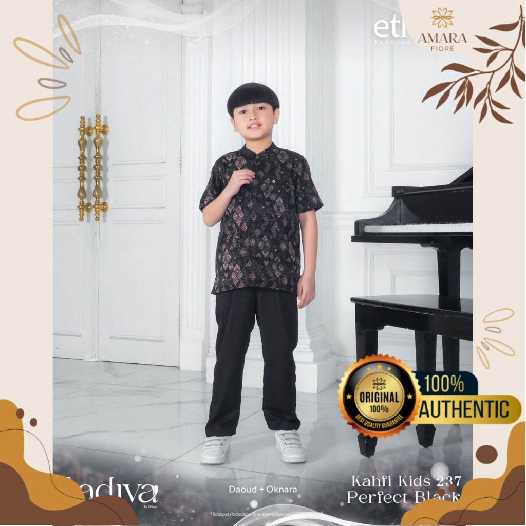 Koko Set Celana Anak Hitam Motif Lebaran Terbaru 2025 Ethica Kahfi Kids 237 Sarimbit Ladiva 06