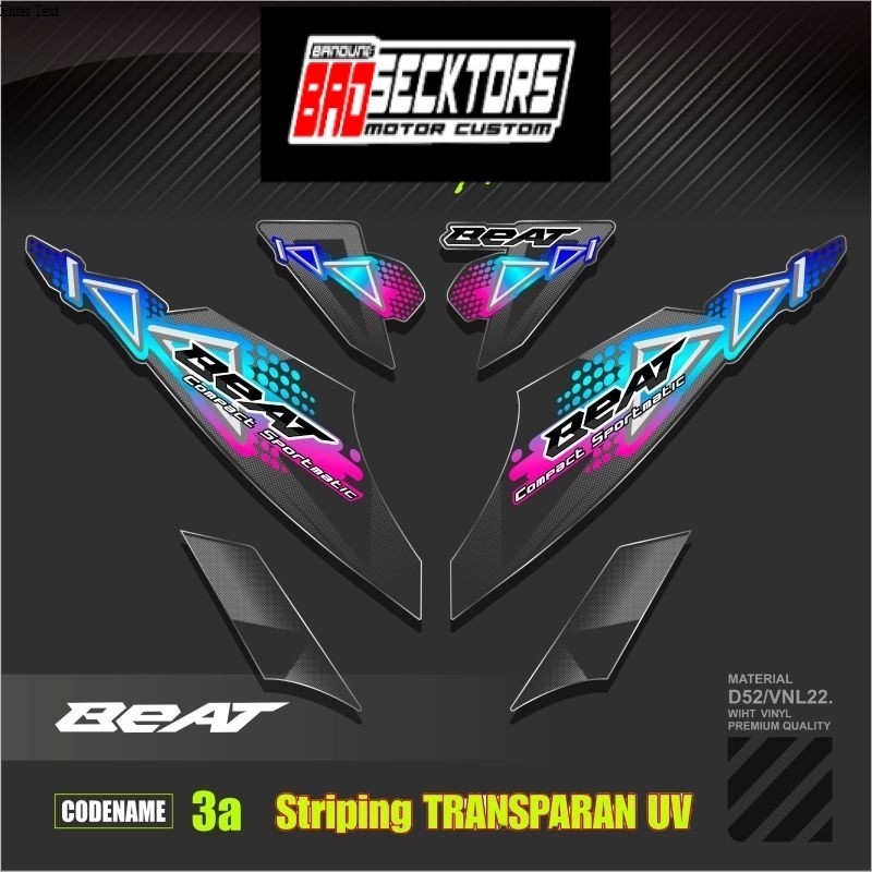 Decal Sticker Striping Variasi Transparan Uv Beat Karbu Motif Ori 2010/2011 Beat Carburator Transpar
